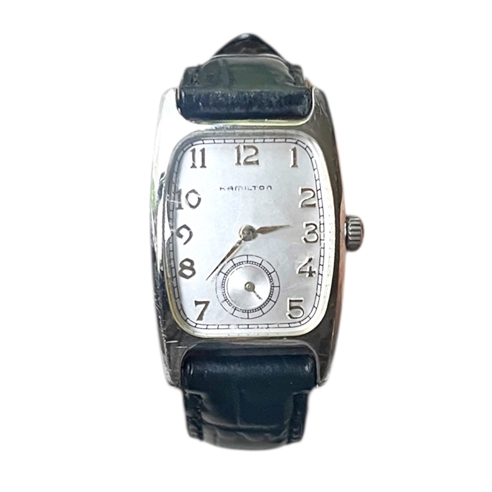 Hamilton Silver Dial Watch with Black Leather Strap